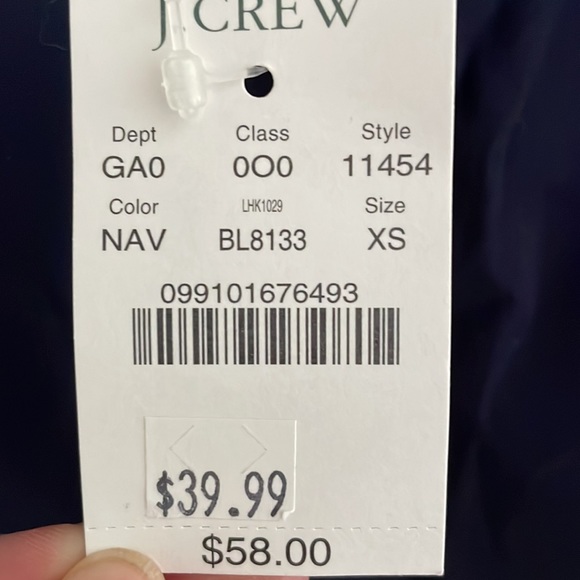 NWT JCrew Haberdashery Navy Button Down Shirt with 3/4 Length Sleeves - Picture 6 of 6